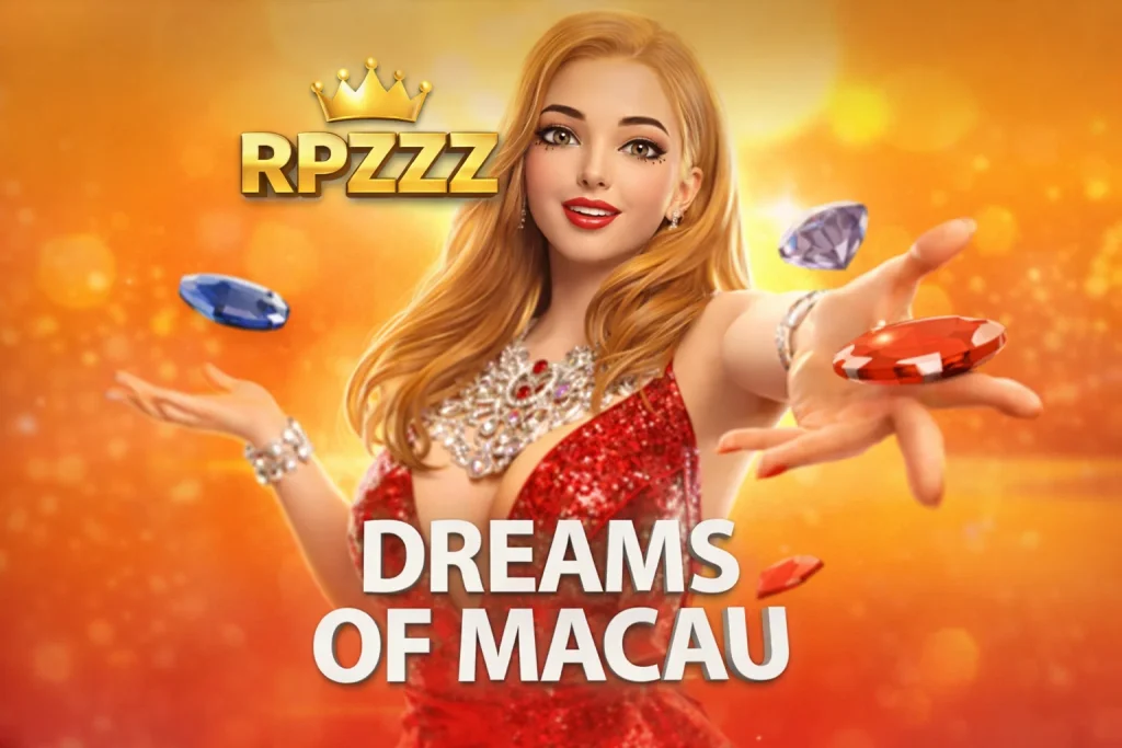 Tampilan permainan DREAMS OF MACAU dengan suasana kota malam elegan di RPZZZ