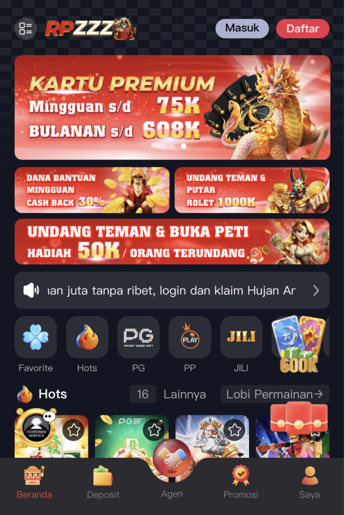 RPZZZ aplikasi resmi menampilkan sistem terintegrasi dengan akses game yang stabil, aman, dan pengalaman bermain nyaman.