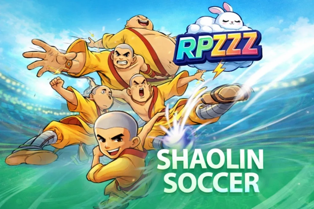 Shaolin Soccer RPZZZ Resmi dengan tema Shaolin dan tampilan visual yang dinamis